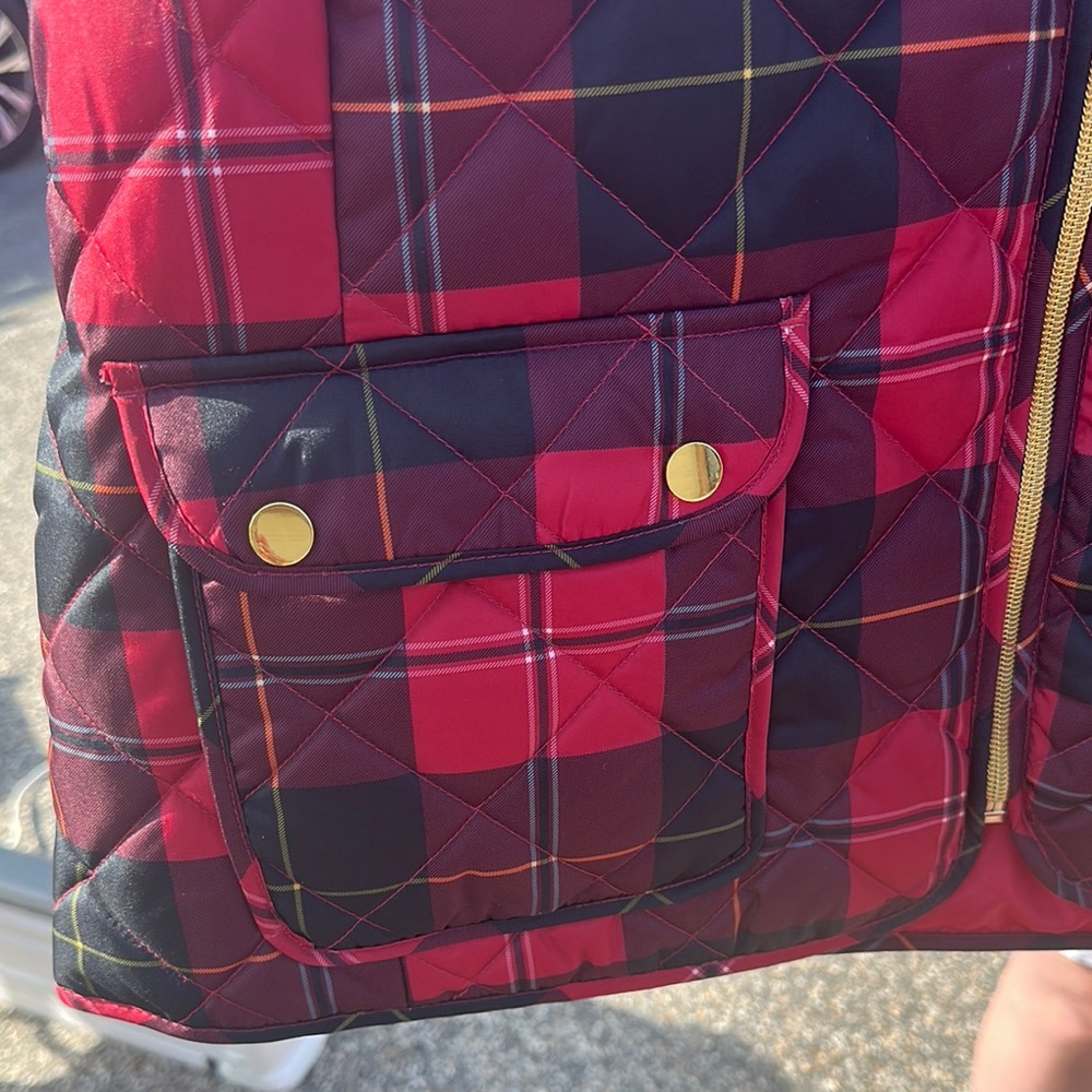St. John's Bay Red and Black Plaid Vest - Picture 3 of 7